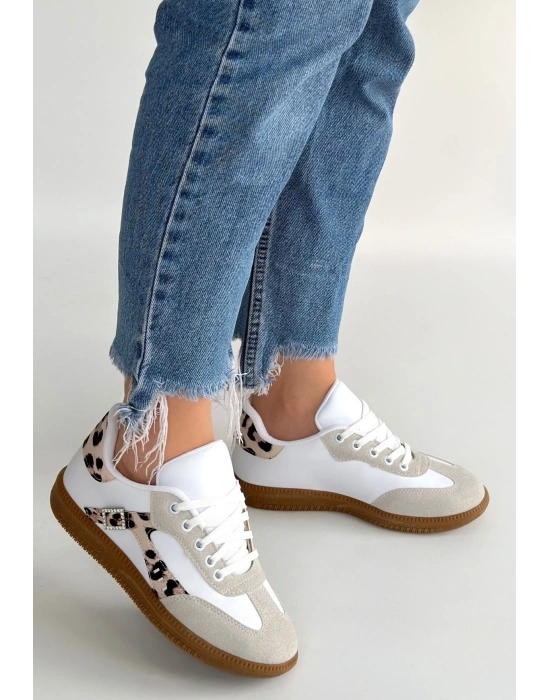 Mier Beyaz Cilt Bağcıklı Spor Ayakkabı