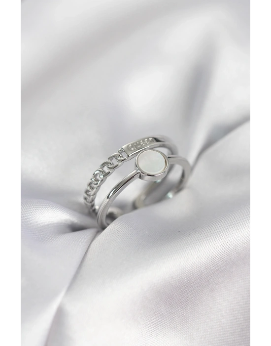 Minimal Queen Yazılı Gümüş Renk Pirinç Kadın Yüzük