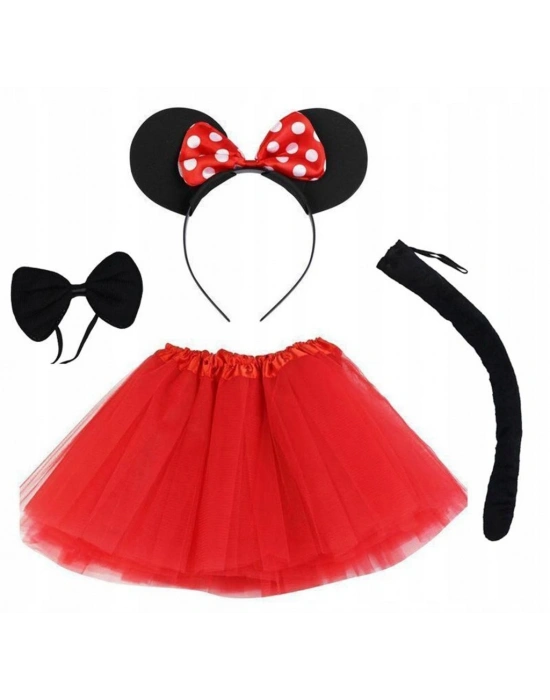 Minnie Mouse Kostüm Seti Etek Taç Kuyruk Papyon Gösteri Seti