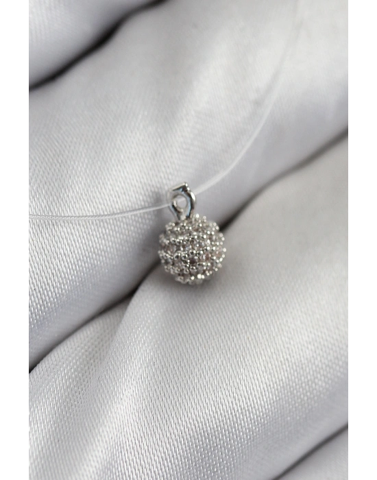 Misineli Topcuk Model Gümüş Renk Hayalet Kolye