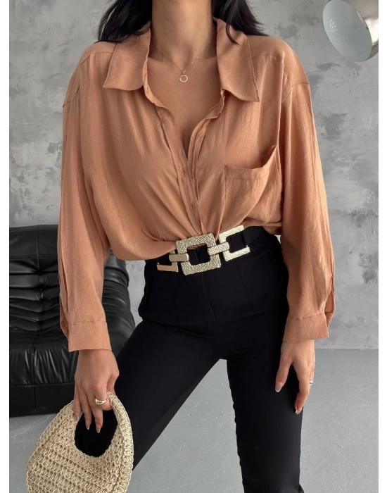 Modal oversize cepli gömlek