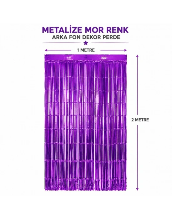 Mor Metalize Parti Perdesi 100x200 cm – Kapı ve Arka Fon Perdesi