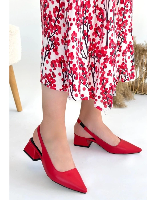 Morji Kırmızı Cilt Topuklu Ayakkabı