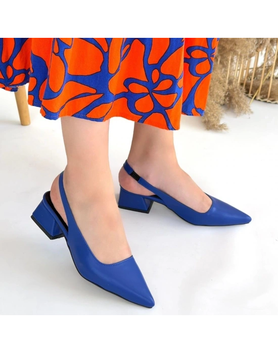 Morji Mavi Cilt Topuklu Ayakkabı