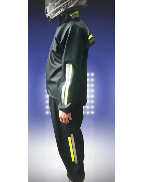 Motorcu Kurye Su Geçirmez Yağmurluk Takım - Siyah