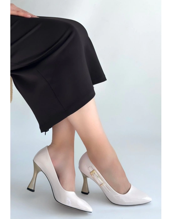 Motya Bej Rugan Topuklu Ayakkabı