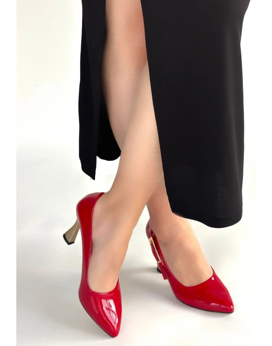 Motya Kırmızı Rugan Topuklu Ayakkabı