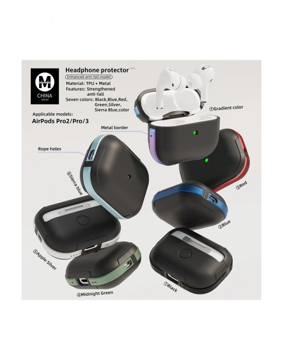 Movenchy Airpods 3 (3.nesil) MO-A8 Armor Kılıf - Koyu Yeşil