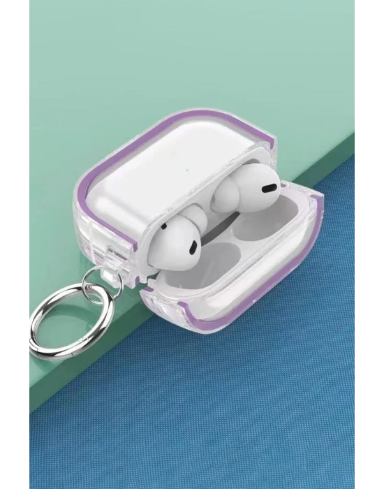 Movenchy Airpods Pro 2 (2.nesil) Shiny Şeffaf Kılıf - Mor