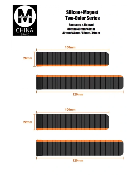 Movenchy Apple Watch 42mm MO-WB1 Çift Renk Mıknatıslı Silikon Kordon - Lacivert-Mavi