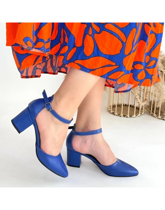 Mulen Mavi Cilt Topuklu Ayakkabı