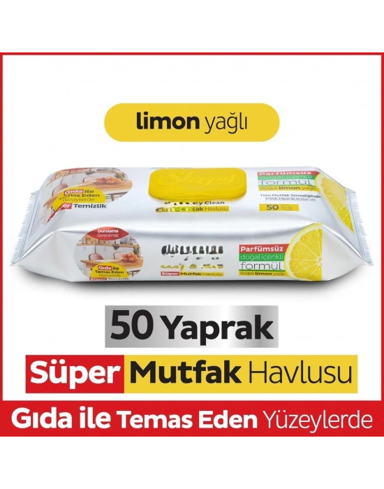 Mutfak Temizlik Havlusu 50 Adet Limon