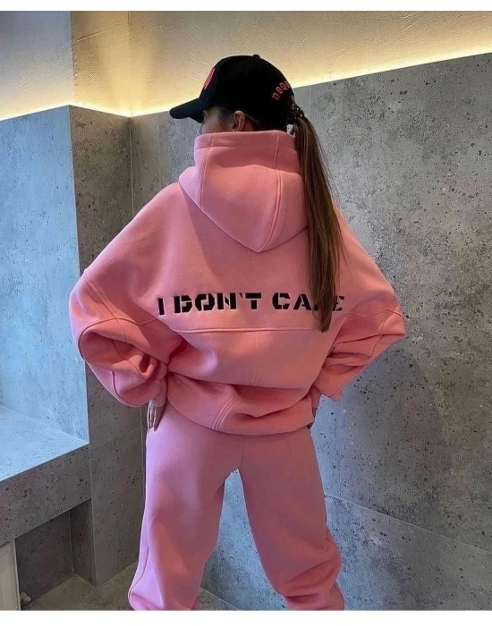 Nakış İşlemeli Üç İplik Sweat Takım- Pembe