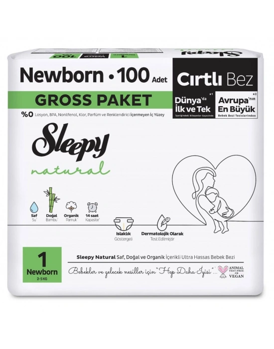 Natural Bebek Bezi Gross Paket 1 Beden 2-5 Kg 100 Adet