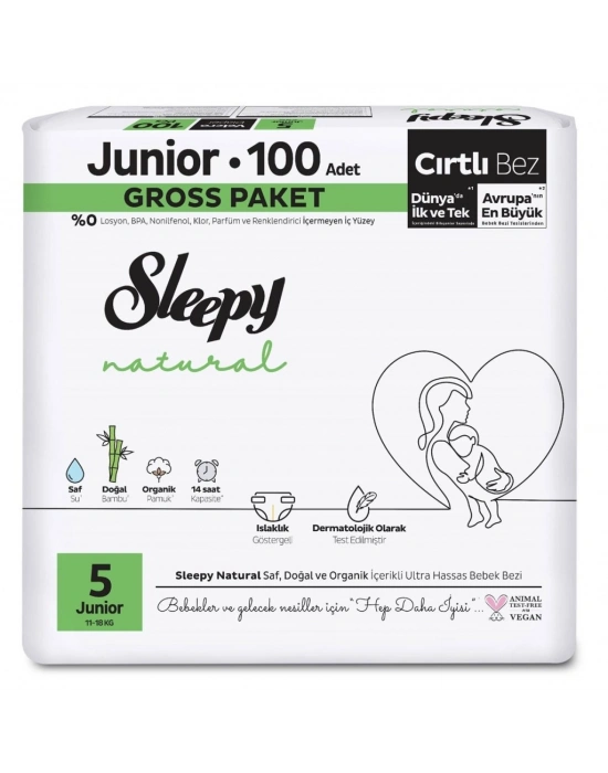 Natural Bebek Bezi Gross Paket 5 Beden 11-18 Kg 100 Adet