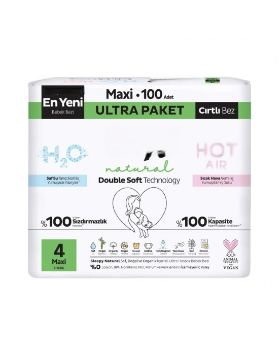 Natural Double Soft Bebek Bezi Ultra Paket 4 Beden 100 Adet