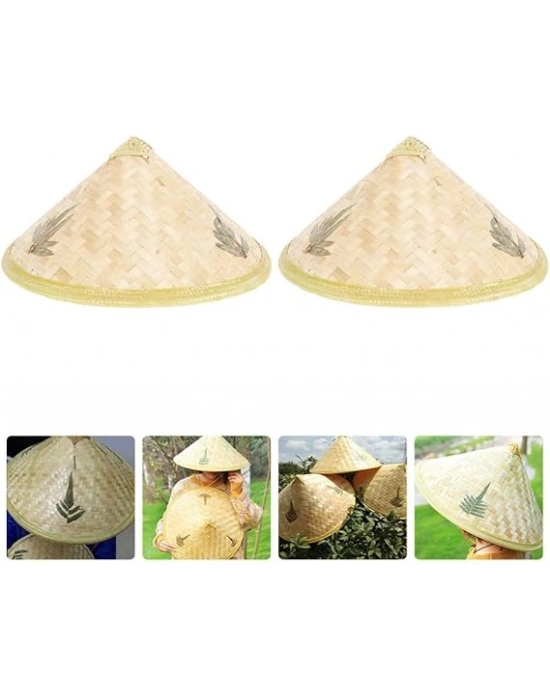 Naturel Renk Cambodia Kamboçyalı Vietnam Şapkası PVC Hasır