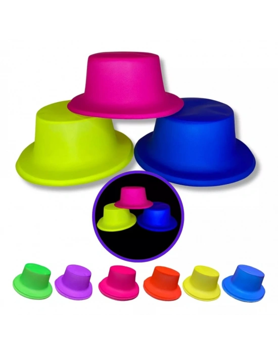 Neon Partisi Pembe Renk Plastik Fötr Şapka