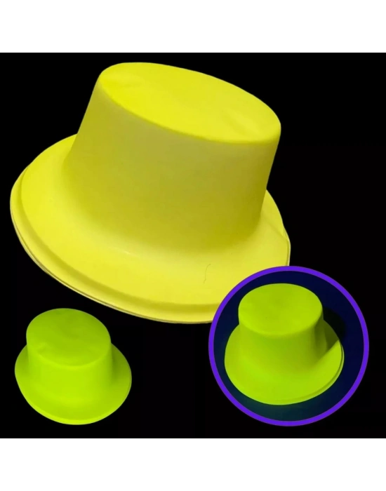 Neon Partisi Sarı Renk Plastik Fötr Şapka