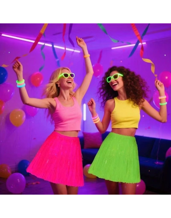 Neon Pembe Hawaii Parti Eteği 40 cm