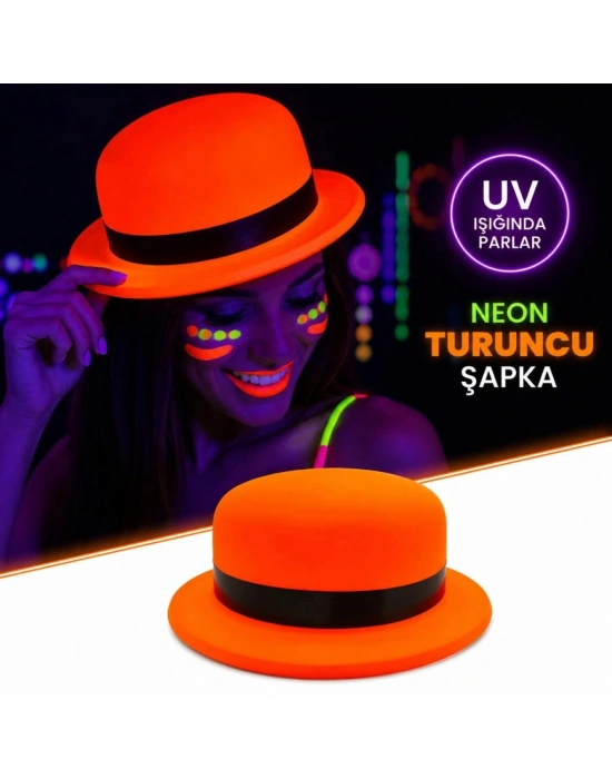 Neon Turuncu UV Parti Şapkası Plastik