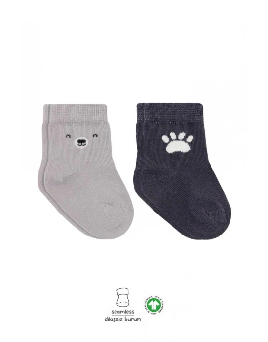 NessiWorld Bear Penye Soket Çorap 2Li BS10116 Gri
