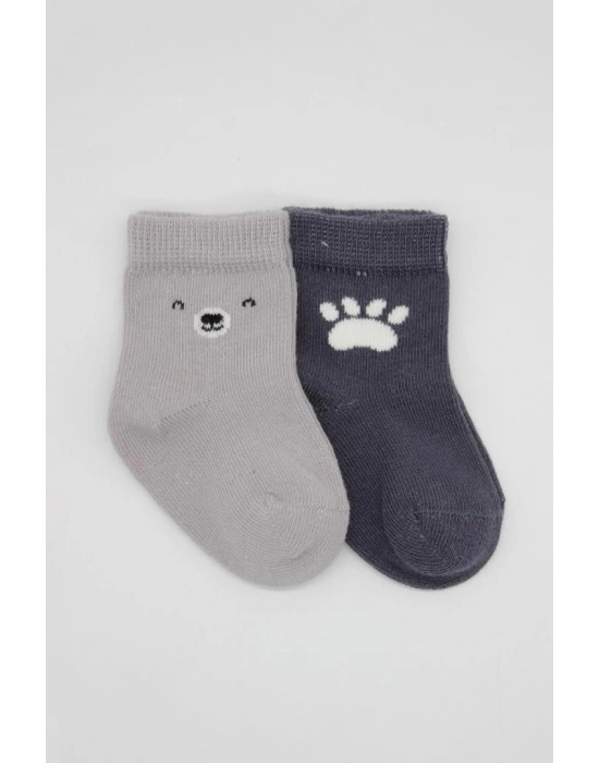 NessiWorld Bear Penye Soket Çorap 2Li BS10116 Gri