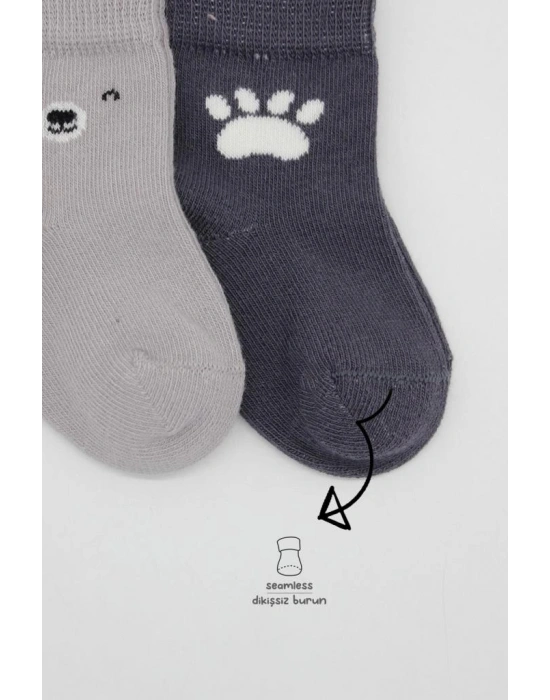 NessiWorld Bear Penye Soket Çorap 2Li BS10116 Gri
