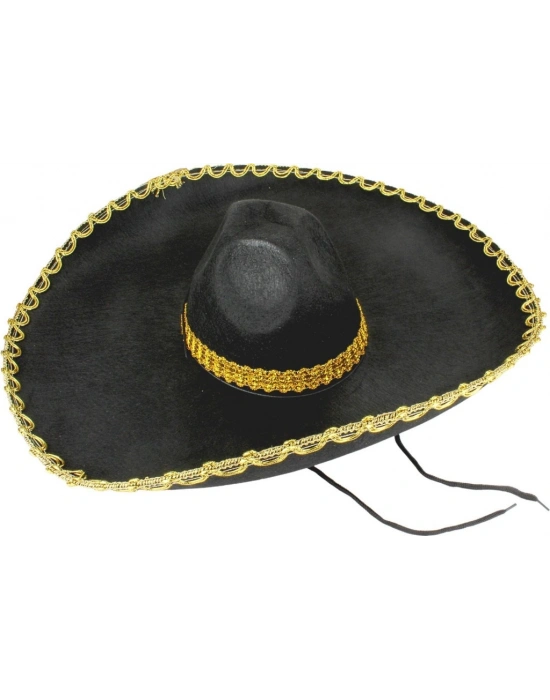 NessiWorld Sombrero Meksika Şapkası Mariachi Altın Şeritli Yetişkin Boy