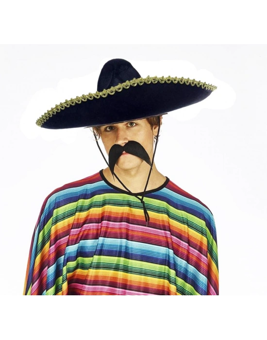 NessiWorld Sombrero Meksika Şapkası Mariachi Altın Şeritli Yetişkin Boy