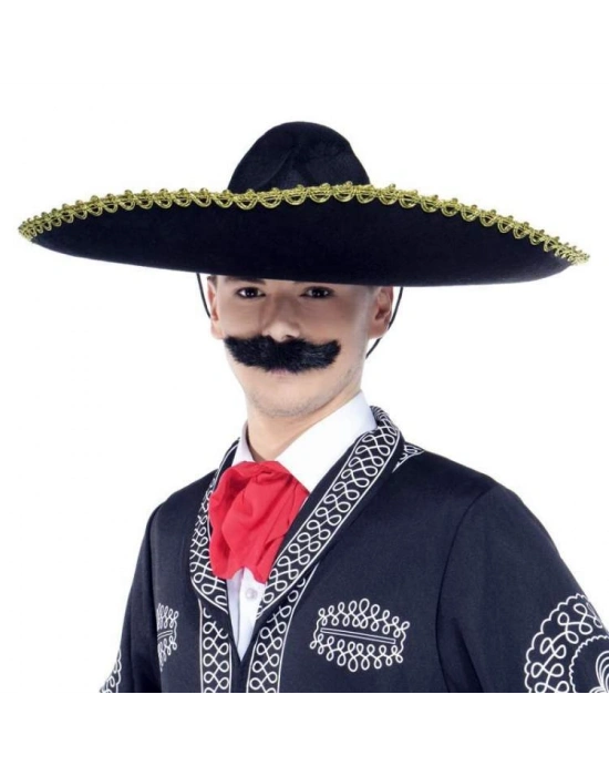 NessiWorld Sombrero Meksika Şapkası Mariachi Altın Şeritli Yetişkin Boy