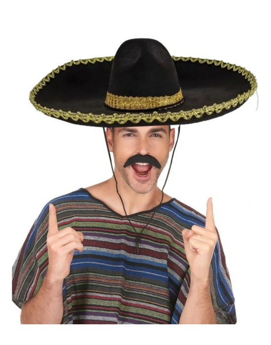 NessiWorld Sombrero Meksika Şapkası Mariachi Altın Şeritli Yetişkin Boy