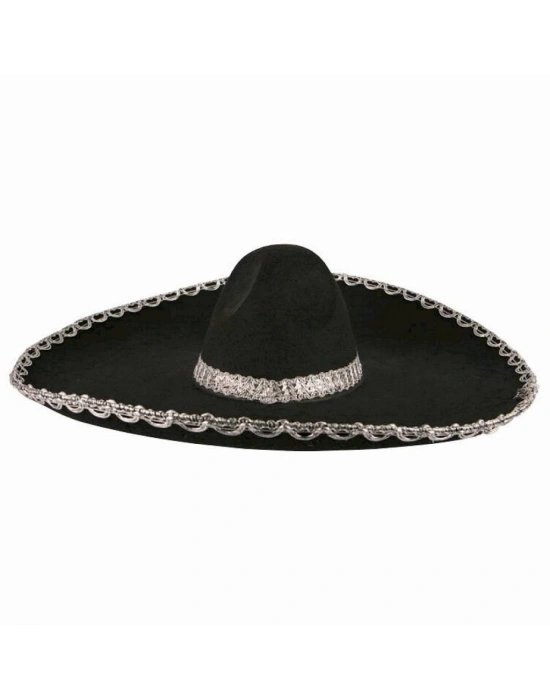 NessiWorld Sombrero Meksika Şapkası Mariachi Gümüş Şeritli Yetişkin Boy
