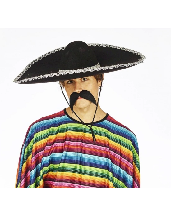 NessiWorld Sombrero Meksika Şapkası Mariachi Gümüş Şeritli Yetişkin Boy