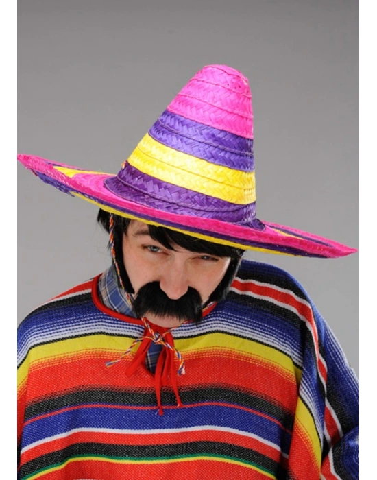 NessiWorld Sombrero Meksika Şapkası Renkli Örme Hasır Yetişkin Boy