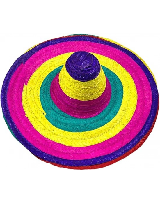 NessiWorld Sombrero Meksika Şapkası Renkli Örme Hasır Yetişkin Boy