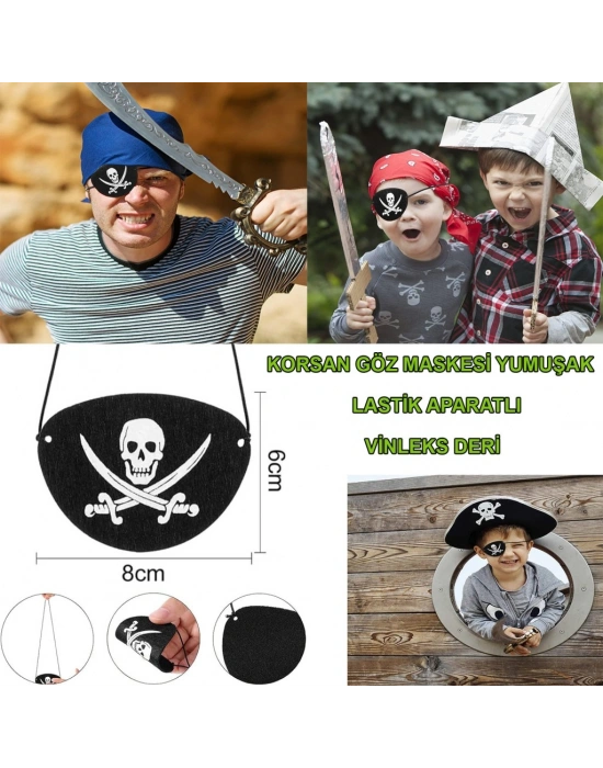 NessiWorld Vinleks Deri Korsan Göz Bandı Göz Maskesi Lastikli