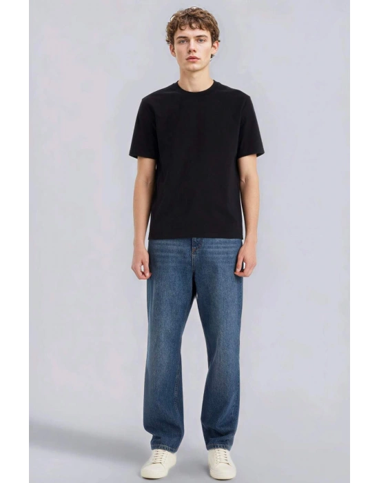 New Regular Fit Bisiklet Yaka Basic Düz %100 Pamuk Kısa Kollu Tişört V7699AZ24SP