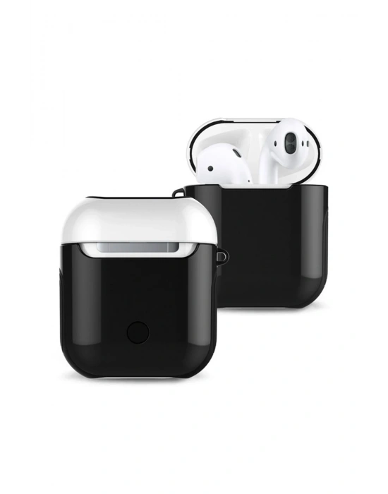 Newface Airpods 2 (2.nesil) 3in1 Kılıf - Siyah-Beyaz
