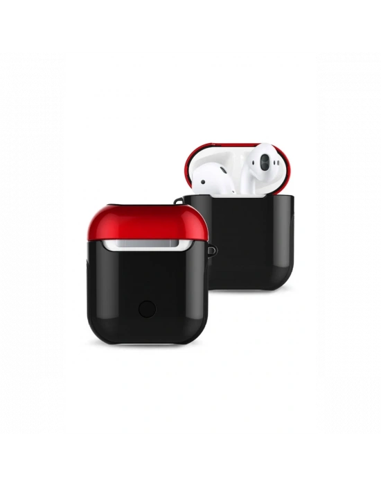 Newface Airpods 2 (2.nesil) 3in1 Kılıf - Siyah-Kırmızı
