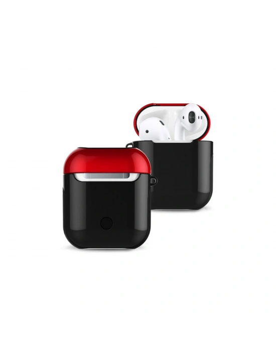 Newface Airpods 2 (2.nesil) 3in1 Kılıf - Siyah-Kırmızı
