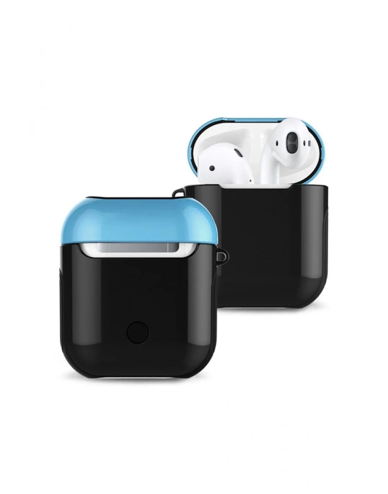 Newface Airpods 2 (2.nesil) 3in1 Kılıf - Siyah-Mavi