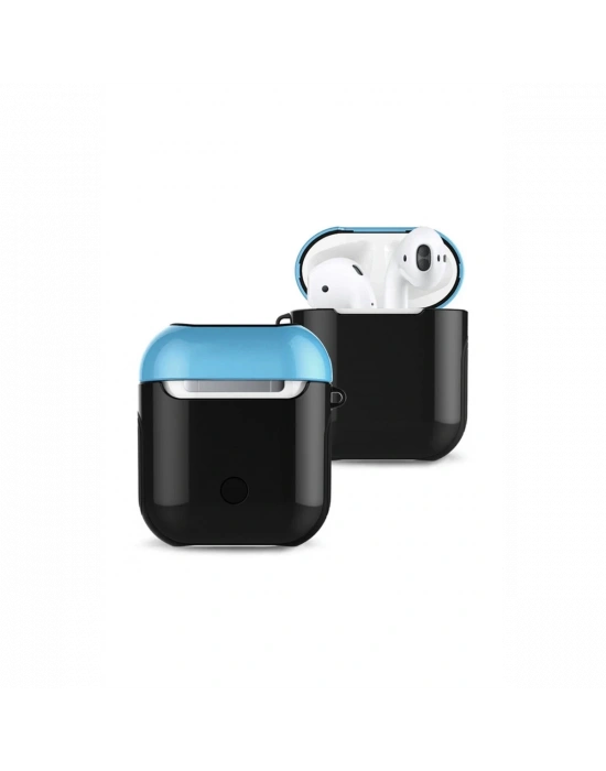 Newface Airpods 2 (2.nesil) 3in1 Kılıf - Siyah-Mavi