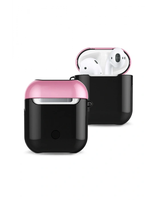Newface Airpods 2 (2.nesil) 3in1 Kılıf - Siyah-Pembe