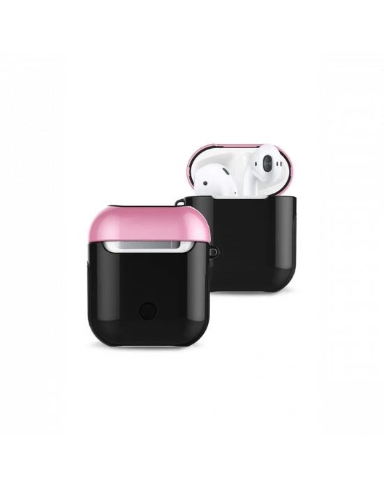 Newface Airpods 2 (2.nesil) 3in1 Kılıf - Siyah-Pembe