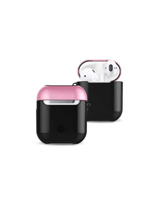 Newface Airpods 2 (2.nesil) 3in1 Kılıf - Siyah-Pembe
