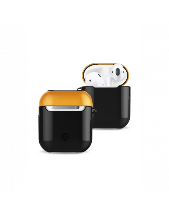 Newface Airpods 2 (2.nesil) 3in1 Kılıf - Siyah-Sarı