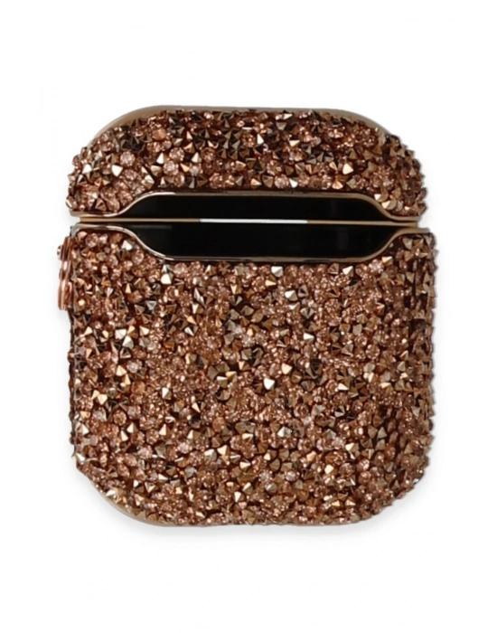 Newface Airpods 2 (2.nesil) Mira Taşlı Kılıf - Rose Gold