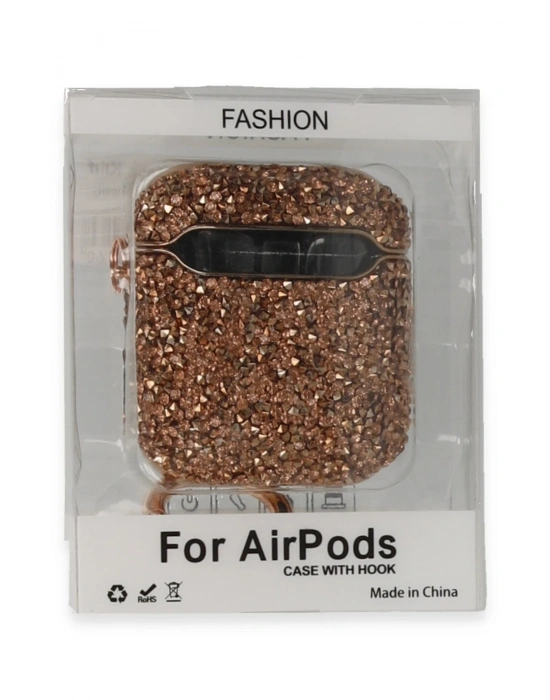 Newface Airpods 2 (2.nesil) Mira Taşlı Kılıf - Rose Gold