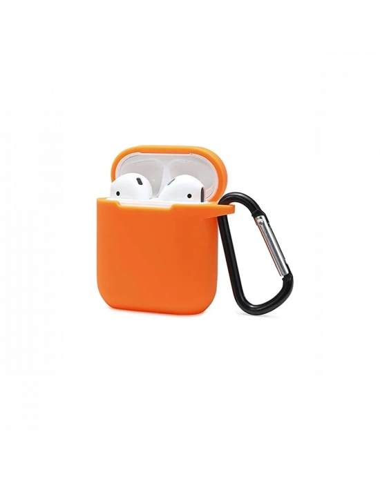 Newface Airpods 2 (2.nesil) Sert Silikon Kılıf - Turuncu